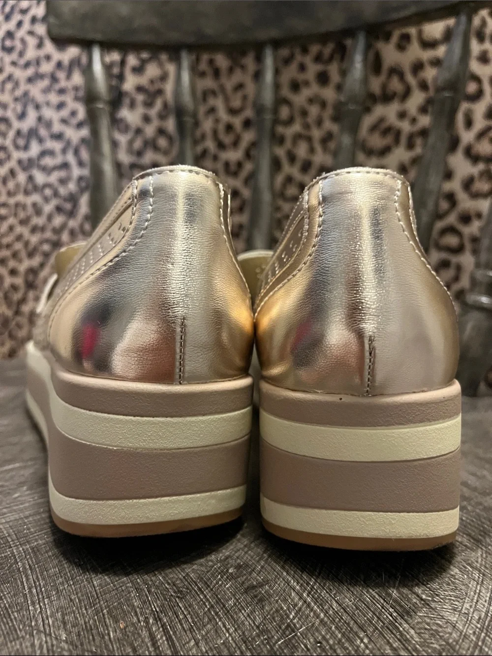 Metallic Gold Platform Loafer for Women